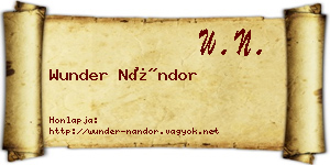 Wunder Nándor névjegykártya